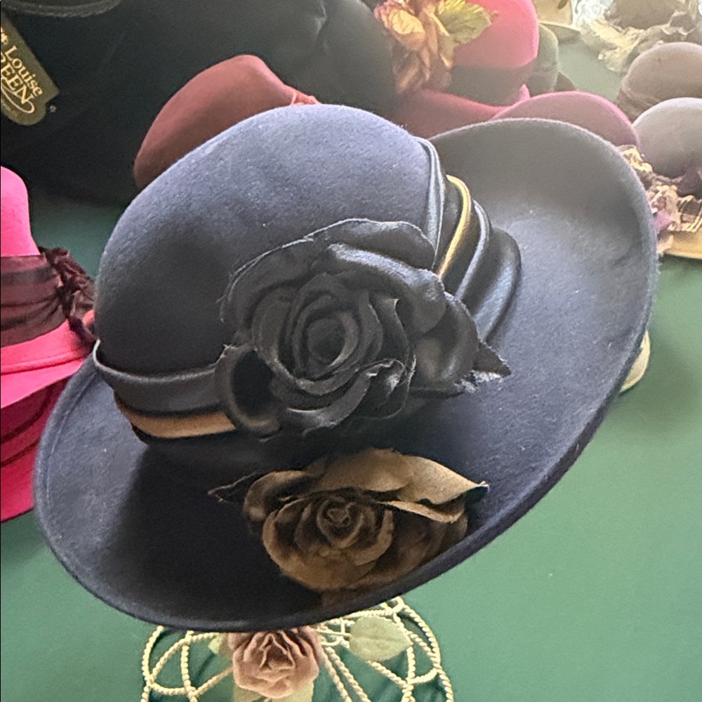 Elegant Blue Floral Women's Hat by Andre from Canada